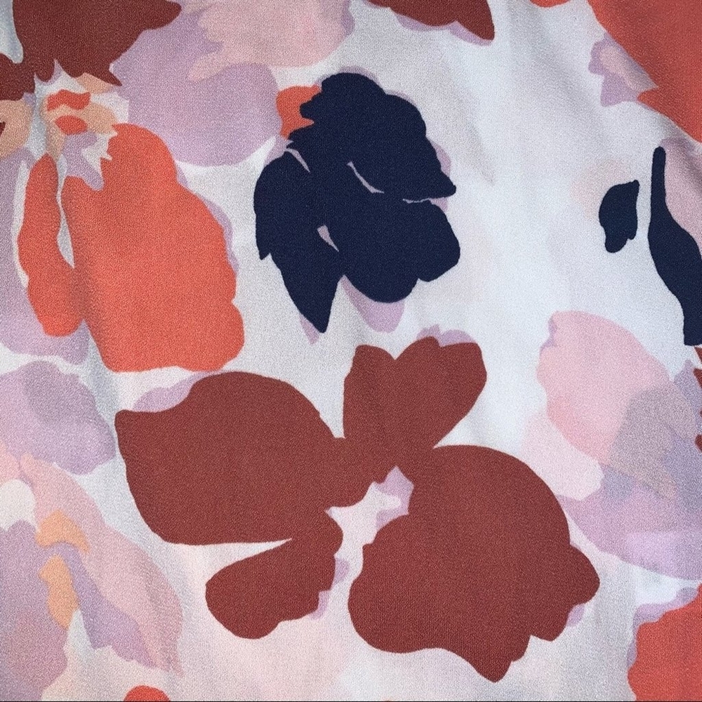 HALOGEN Navy Peach Abstract Print V Neck Long Sleeve Button Up Blouse 2X - Picture 8 of 8